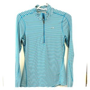 Nike Dri-FIT Half-Zip Running Pullover – Striped Turquoise & White Sz XS
